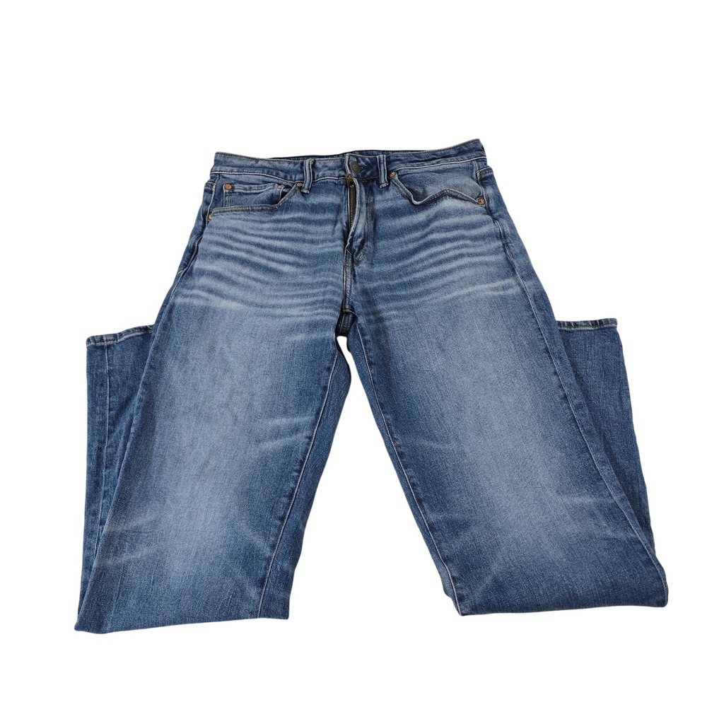 American Eagle Athletic Straight Airflex+ Jeans Medium Wash Blue 32x34 14278